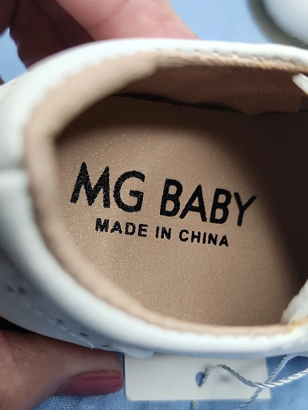 MG Baby Toddler 5.5 White Faux Leather Brogue Shoes NEW with Tags